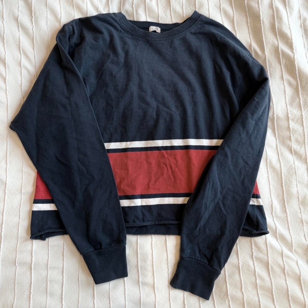 Navy and Red Striped Long Sleeve Shirt